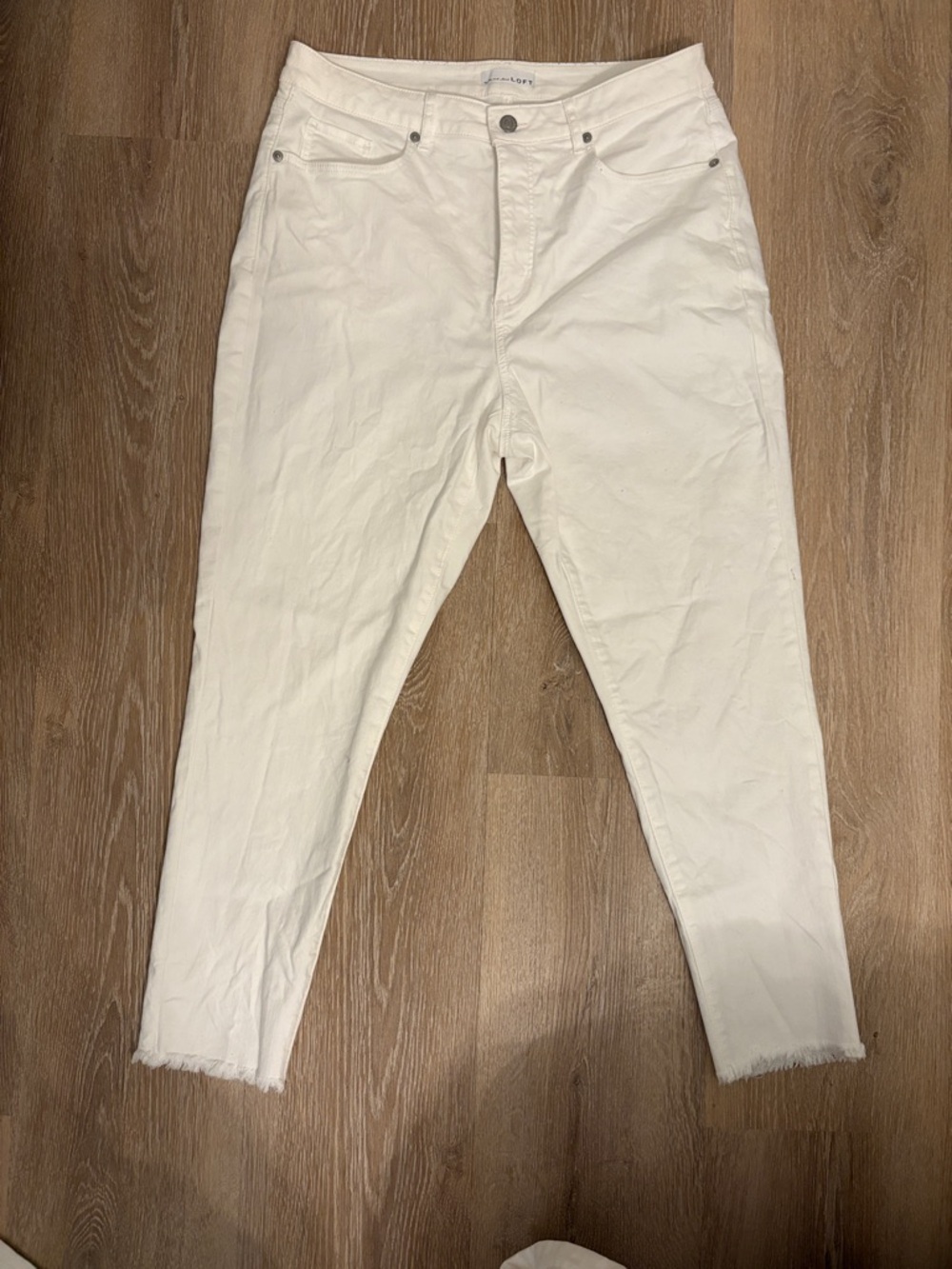 Loft White High-Rise Ankle Jeans